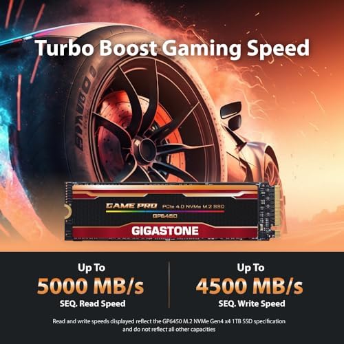 Elevate Your Gaming and Creative Potential with the Gigastone 500 GB M.2 NVMe SSD – Lightning-Fast PCIe Gen 4 Internal Solid State Drive for Seamless 3 D Rendering and 4 K/8 K Video Editing – Unmatched 5,000 MB/s Read Speeds for Gamers and Content Creators – Perfect Upgrade for PCs, Laptops, and PS5 with Enhanced Compatibility and Reliability