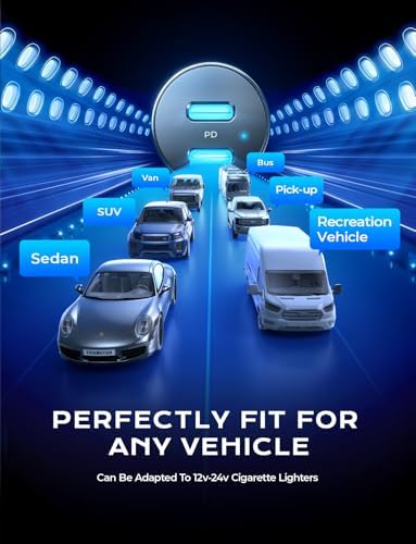 LISEN 90 W USB C Car Charger – Dual Fast Charging Adapter with PD 45 W for i Phone 16/15/14/13/12 Pro Max & Galaxy S25/S24/S23 – Includes 2 High-Quality Cables for Ultimate Compatibility & Speed on the Go