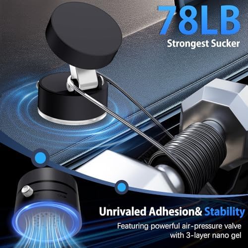 DUEDUE Universal Foldable Magnetic Suction Phone Holder – 2025 Model with Double-Sided Vacuum Adsorption for Reliable Stability and Adjustable Viewing – Ideal Car Phone Mount for All Devices (Sleek Black Finish) – Elevate Hands-Free Convenience and Enhance Driving Safety