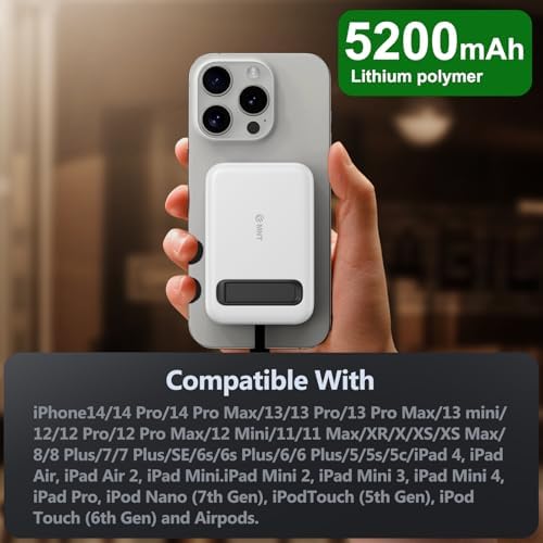 Compact Portable Charger for Apple Watch with Built-in Type-C Cable – 5200 m Ah Travel Power Bank for Apple Watch Series Ultra, 9, 8, 7, 6, SE, 5, 4, 3, 2 & i Phone 15 Pro Max – Efficient, Lightweight Design for On-the-Go Charging Solutions – Enhanced Compatibility and Fast Power Delivery