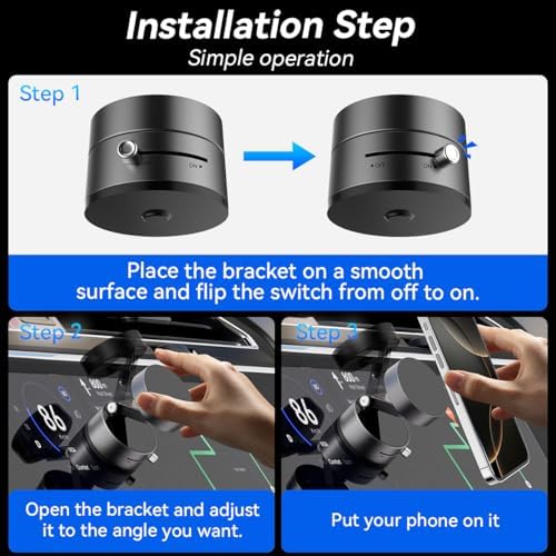 Electric Magnetic Car Phone Holder, 360 Rotation Vacuum Suction Cellphone Mount Foldable Car Mount Stand for iPhone12-16,Mirror/Glass/Screen/Smooth Surface (Not Charge Phone) – Enhanced Compatibility and Speed