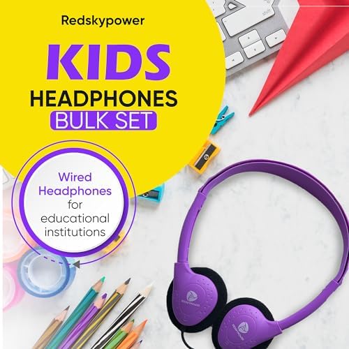 Bulk 20 Pack Wired On-Ear Headphones – Optimal Classroom Audio Gear for Students & Events, Tangle-Free 3.5 mm Compatible Design, Comfortable Fit, Chic Black Aesthetic for Group Use