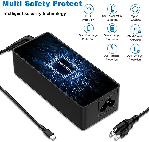 Powerful 100 W USB-C Laptop Charger for Lenovo Think Pad & Chromebook – Fast Charge Compatibility with E495, X1 Carbon 5 th/6 th Gen, Yoga 370, T14 Series & More – Reliable Performance with Universal Input Range – 1-Year Warranty for Peace of Mind