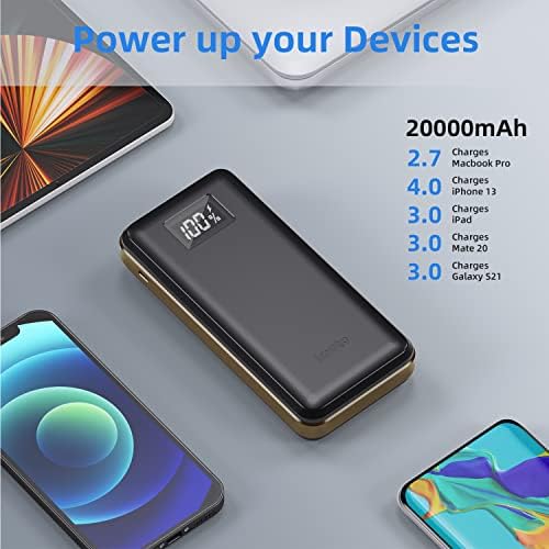 imuto 20000 m Ah Ultra-Fast Charging Power Bank – 22.5 W Portable USB C PD3.0 & QC 4.0 Compatible External Battery Pack with LED Display – Ideal for i Phone 15/14/13/12 Pro, i Pad, Samsung Galaxy, Google Pixel, and LG Devices – Lightweight & Travel-Friendly Power Solution for On-the-Go Users