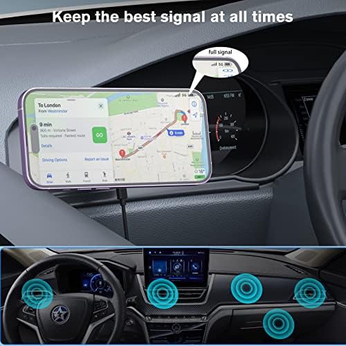 OHLPRO Mag Safe Car Charger Mount – 15 W Fast Charging Magnetic Phone Holder for i Phone 12/13/14/15/16 Series – Dashboard & Air Vent Compatibility – Effortless Device Attachment with Enhanced Stability for Optimal Driving Experience