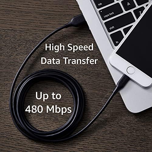 Amazon Basics MFi Certified 2-Pack Lightning Charger Cables – 6 Foot USB-A to Lightning, Optimized for i Phone 14, 13, 12, 11, X, Xs Pro, Pro Max, Plus & i Pad – Durable ABS Design for Fast Charging & Data Syncing, Sleek Black Finish, Essential Backup Solution