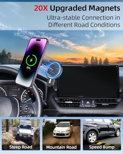 Upgrade Your Toyota Tundra or Sequoia Driving Experience with the 360° Rotating Mag Safe Phone Holder – Premium Dashboard Mount Designed for 2020-2025 Models, Ensures Safety, Accessibility, and Sleek Aesthetics Without Air Vent Obstruction
