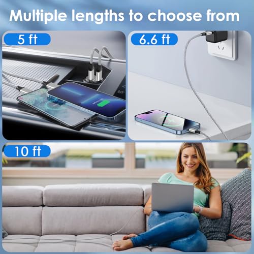 Premium 5-Pack USB C to C Fast Charging Cables – 60 W Nylon Braided Charger for i Phone 16 Series, Mac Book Pro, i Pad Pro/Air, Samsung S24/S23 – 5 ft Length for Ultimate Flexibility and Durability – Reliable Data Transfer with USB 3.1 Compatibility