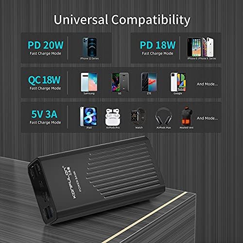 Ultra High-Capacity 40000 m Ah Portable Charger with 20 W Fast Charging – Multi-Device USB-C Power Bank Featuring 5 Outputs, Dual Inputs, and Built-in Phone Holder for i Phone, Mac Book, and Samsung Compatibility – Unmatched Reliability for On-the-Go Charging