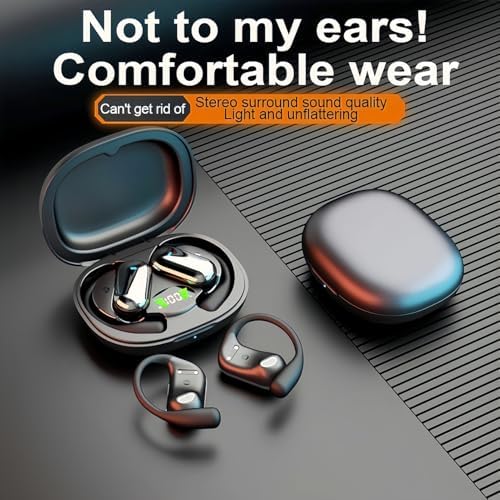 Revolutionary Bluetooth 5.4 Open Ear Wireless Earbuds with 50-Hour Battery Life – Secure Earhook Design for Ultimate Comfort in Running, Fitness, and Yoga – Stay Aware and Active with Lightweight Air Conduction Technology and Intelligent LED Charging Case for Dynamic Lifestyles