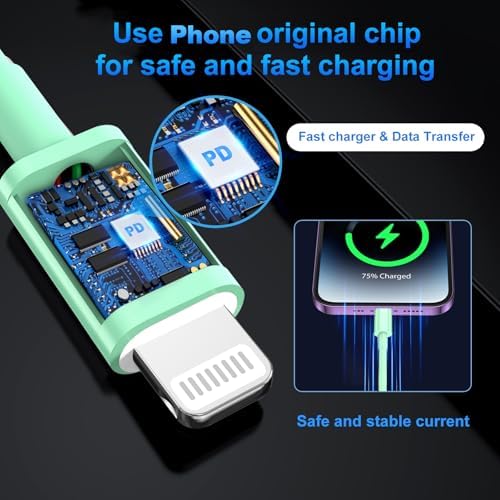 Dayaoncy 20 W USB-C Wall Charger Duo with 10 ft MFi Certified Lightning Cables – Fast Charging Kit for i Phone 14/13/12/11/Xs Max/XR – Ultimate Speed & Convenience for Apple Devices – Reliable, Durable & Portable Charging Solution