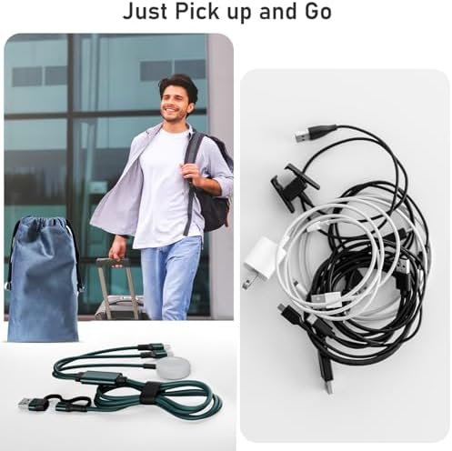 Ultimate 3-in-2 Fast Charging Cable for Apple Watch & i Phone – Versatile USB-C & Lightning Charger with High-Speed Power Delivery for Galaxy S23 – Compact, Durable Design for Effortless Travel and Multi-Device Compatibility