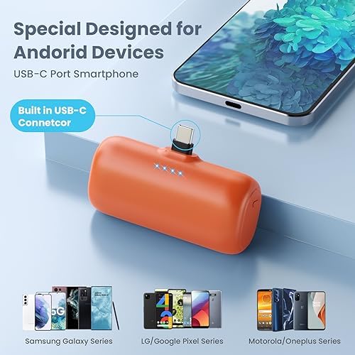 Ultra-Compact 5200 m Ah USB C Power Bank – Fast Charging Mini Portable Charger for i Phone 16/16 Plus/15/15 Plus/15 Pro Max, Galaxy S25/S24, i Pad, and Android Devices – Essential Power Solution for On-the-Go Charging