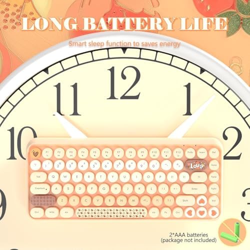 FELICON Retro Mini Wireless Bluetooth Keyboard – Portable 84-Key Typewriter Design for Android, i Pad, Windows & PC – Perfect Companion for Home & Office with Enhanced Compatibility and Rechargeable Battery