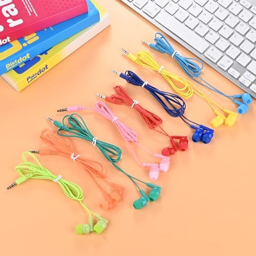 Bulk 30 Pack Kids Earbuds – Vibrant Wired Headphones for Engaging Classroom Activities, Perfect for Schools and Libraries, Seamless Compatibility with Chromebooks, Laptops, and PCs, Exceptional Sound Quality for Enhanced Learning Engagement