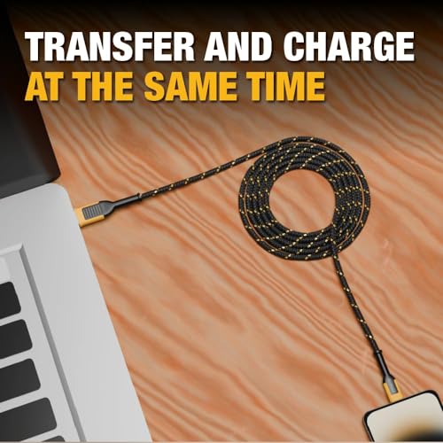 DEWALT Professional 6 ft Heavy Duty USB C Charging Cable – High-Speed 60 W Type-C to Type-C Cord for Fast Charging i Phone 16/15 Pro Max, Mac Book, i Pad, and Samsung Galaxy – Robust Design for Jobsite Durability and Enhanced Compatibility