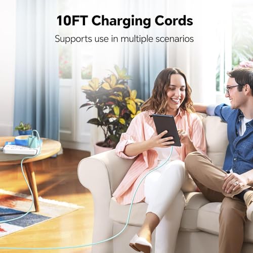 Ultra-Fast 60 W USB-C Charger Set – 3-Pack with 10 FT Charging Cables for i Phone 15/16 Pro/Max/Plus, i Pad Air/Pro, Samsung Devices – High-Speed Charging in Vibrant Red, Purple, Green – Maximum Compatibility & Convenience for On-the-Go Power Solutions