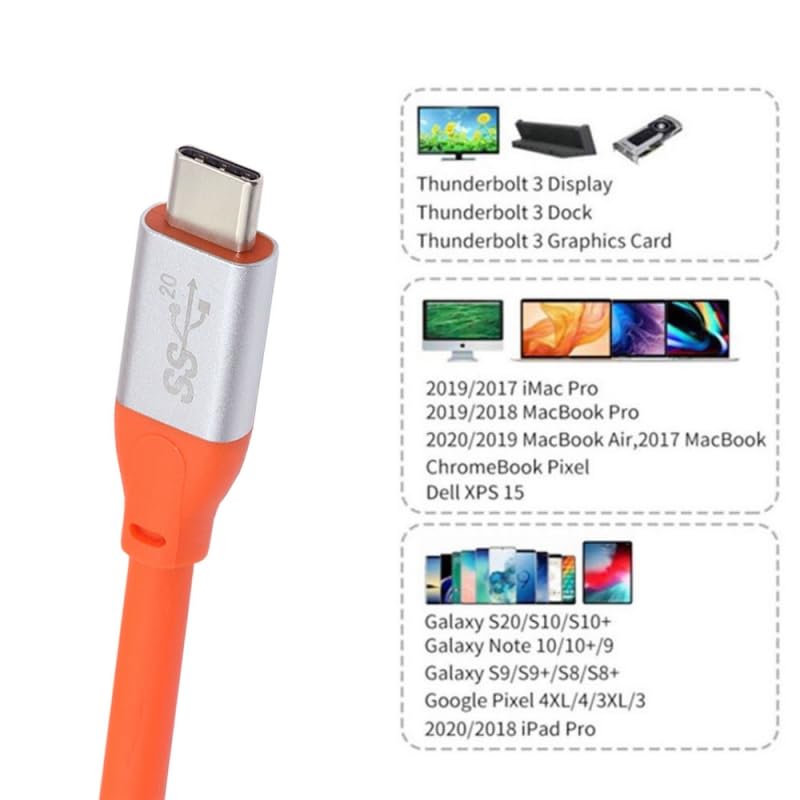 CY Cable USB4.0 20 Gbps Ultra Soft Flexible Cord – 100 W High-Speed Male to Male USB3.2 Cable for i Phone 15, i Pad Pro, and Laptops – 8 K Video Output & Enhanced Durability, Perfect for Streaming and Fast Charging