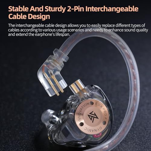 KZ EDX Pro X Hi-Fi In-Ear Monitors – Superior Sound Engineering for Audiophiles, DJs, and Vocalists – Deep Bass Precision with Customizable Detachable Cables – Ergonomically Crafted for Ultimate Comfort and Device Versatility – Experience Elevated Listening with Lightweight Design and Noise Isolation