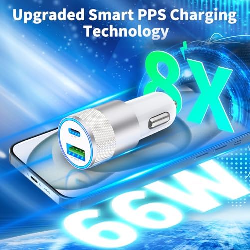 Braveridge 66 W Dual Port USB-C Car Charger for i Phone 16 – MFi Certified Fast Charging with Type-C Braided Cable – Enhanced Compatibility for i Phone 16/16 Pro Max/15/15 Pro/i Pad – Ideal for Road Trips and On-the-Go Power Solutions