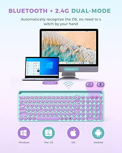 Elevate Your Typing with the Stylish seenda Bluetooth Typewriter Keyboard in Barbie Purple – Multi-Device Compatibility for i Pad, Android, Mac & Windows with Full Number Pad and Tablet Holder for Enhanced Productivity!