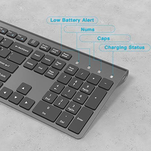 JOYACCESS Rechargeable Silent Wireless Keyboard – Sleek Silver-White Design for Mac, PC & Laptop | Versatile 2.4 G USB Connectivity | Water-Resistant, Noise-Free Typing for Enhanced Focus & Productivity | Compatible with Windows, i OS & Android Devices | Lightweight & Slim for On-the-Go Professionals