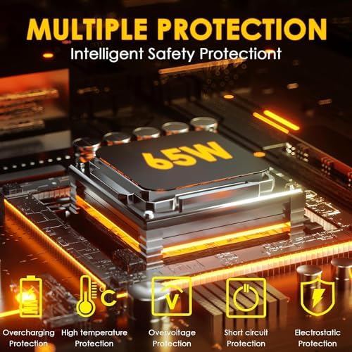 65 W USB-C Laptop Charger for Lenovo Yoga and Think Pad: Fast Charging Power Adapter for Yoga 6, 7, 9, Think Pad X1 Carbon, and More – Universal Compatibility with Multi-Protection Features for Safe and Efficient Use