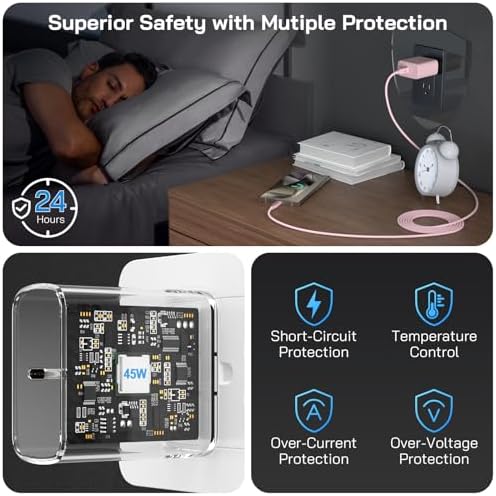 45 W Ultra-Fast USB-C Charger & 12 FT Cable for Samsung Galaxy Devices – Premium Charging Block for S25, S24, S23, and Tab S9/S8 Ultra – Enhanced Speed, Safety, and Portability for Ultimate Device Efficiency