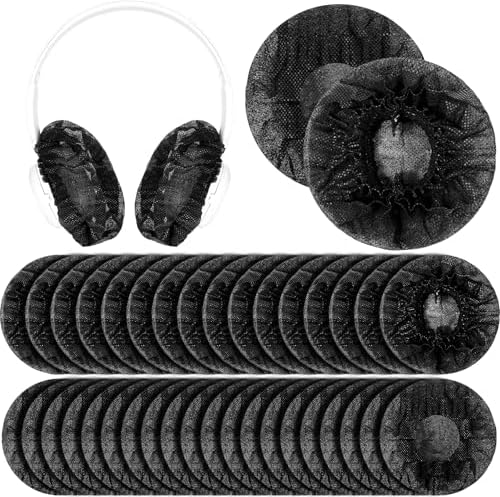 300 Disposable Headphone Covers – Premium Non-Woven Sanitary Fabric for Ultimate Hygiene and Comfort, Perfect for Salons, Gyms, and Events – Black Earphone Protectors for Superior Fit (L-11 cm)
