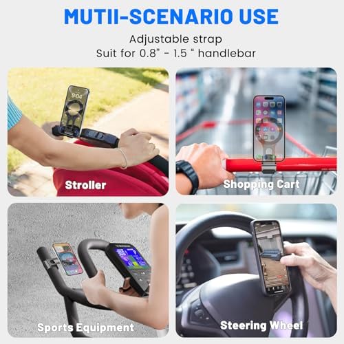 Revolutionary Magnetic Phone Holder for Car – Multi-Functional Steering Wheel Mount with Robust Magnet for Secure Hands-Free Navigation – Adjustable Strap Perfect for Gym, Stroller, and Shopping Cart – Seamlessly Compatible with Mag Safe & Universal Smartphones – Unmatched Convenience and Safety for Your Active Lifestyle