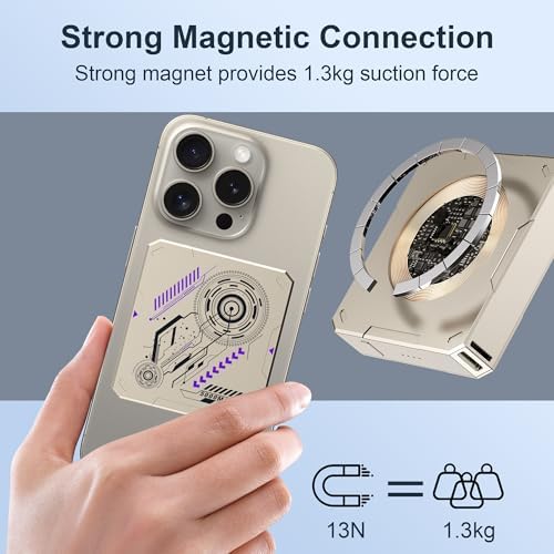 MOXNICE 5000 m Ah Magnetic Power Bank for Mag Safe – Ultra-Fast Charging Portable Battery Pack with 20 W USB-C Output, Sleek Titanium Design Compatible with i Phone 15, 14, 13, 12 – Effortless Wireless Charging for Active Lifestyles