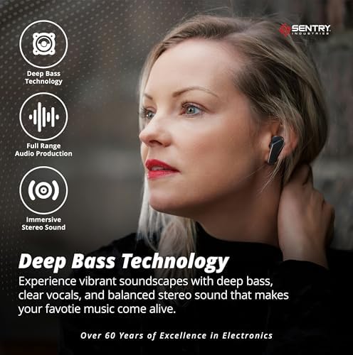 SENTRY OSE Wireless Stem Earbuds – Elevate Your Audio Experience with -20 d B Active Noise Cancellation, 10-Hour Playtime, and Touch Controls – Ideal for Commuters, Audiophiles, and On-the-Go Listening with Portable USB-C Charging Case and Built-In Microphone