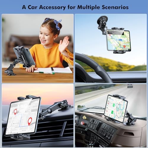Universal 360° Rotation Tablet Holder for Car – OHLPRO Adhesive Dashboard Mount for i Pad & Samsung Galaxy, Secure Windshield Stand for 5″-13″ Tablets, Effortless Installation, Enhanced Safety & Convenience for Drivers