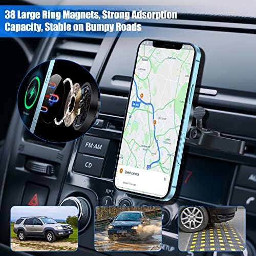 Revolutionize Your Driving Experience with the 15 W Magnetic Wireless Car Charger CD Slot Mount – Fast Charging for i Phone 13/12 Series with Effortless Mag-Safe Compatibility and Secure Auto-Alignment, Ideal for Hands-Free Navigation and Safety in Your Vehicle