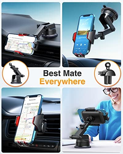 VANMASS Pro Universal Car Phone Mount with 2025 Super Suction Cup – Ultimate Cell Phone Holder for Safe Driving, Compatible with i Phone 16 Pro Max, 15, 14, 13 & Samsung Android Devices – Easy Installation, 360-Degree Rotation, and Enhanced Stability for Windshield, Dashboard, and Vent Use