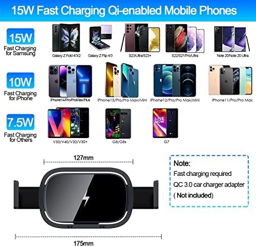 Fast Charging Wireless Car Charger for Samsung Galaxy Z Fold Series – 15 W Qi Air Vent Phone Holder with Landscape Mounting for Enhanced Navigation and Device Compatibility – Premium Car Accessory for Galaxy Note and Fold Models