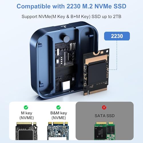Ultra-Fast M.2 NVME & SATA SSD Enclosure – 10 Gbps USB 3.2 Gen2 USB-C Connector for High-Speed Data Transfer, Compatible with M Key & B+M Key SSDs (2280/2230/2242/2260) – Portable, Plug-and-Play Design for Effortless File Management and Enhanced Performance