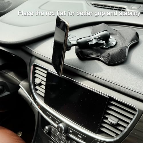 Versatile Magnetic Phone Holder for Desk & Car Dash – Premium Aluminum Arm, Non-Slip Beanbag Base, 360° Rotation for Optimal Viewing, Mag Safe Compatible for i Phone 12-16 Series, RAM B Size 1″ Ball Mounting Option – Enhance Your Mobile Accessibility and Convenience