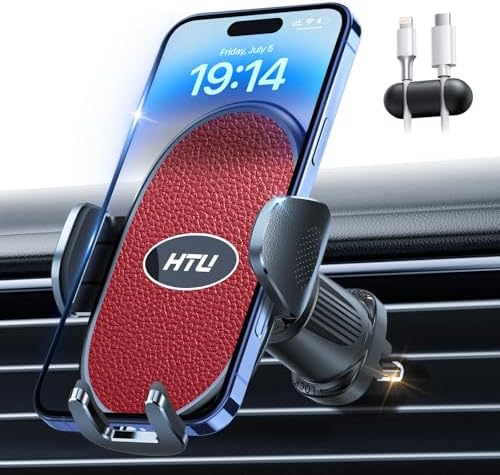 HTU Military-Grade Car Phone Holder – Heavy-Duty 360° Adjustable Vent Mount for i Phone 12-16 Pro Max & Samsung Devices – Unparalleled Stability with Steel-Hook Design for Hands-Free Safety – Effortless Tool-Free Installation & Premium Durability for Daily Use
