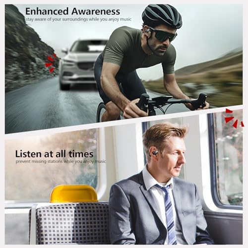 Open Ear Bluetooth 5.4 Earbuds – Unmatched Comfort with Secure Ergonomic Hooks, 32-Hour Battery Life, Waterproof & Shock-Resistant for Active Lifestyles – Superior Call Clarity and Device Compatibility for Runners and Fitness Aficionados