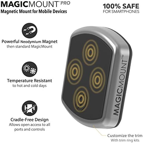 Scosche Magic Mount Pro Suction Cup Phone Holder – 2-Pack Magnetic Car Dashboard & Windshield Mount for i Phone, Galaxy & Android Smartphones – Enhanced Stability, 360-Degree Rotation & Sleek Black/Silver Design for Optimal Accessibility & Safety