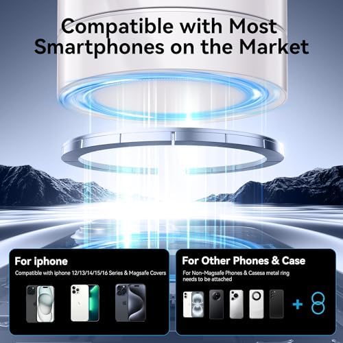Magnetic Car Phone Mount – Ultra Strong Vacuum Suction Phone Holder for Dashboard/Windshield, Foldable 360° Adjustable Car Phone Mount Compatible with iPhone 16/15/14 & All Smartphones-817001A – Enhanced Compatibility and Speed