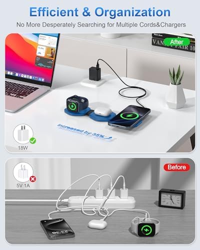 Ultimate 3-in-1 Magnetic Wireless Charging Station for Apple Devices – Foldable Travel Charger for i Phone 16/15/14/13/12 Pro Max, Apple Watch & Air Pods – Fast, Efficient, and Stylish Power Solution for On-the-Go Charging