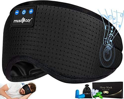 Transform Your Sleep Experience with the MUSICOZY Bluetooth Sleep Mask – Premium Wireless Eye Cover Featuring Built-In Earbuds for Ultimate Comfort, Perfect for Side Sleepers, Office Relaxation, and Travel – Advanced Bluetooth 5.4 Connectivity for Effortless Pairing and High-Quality Sound, Ideal Tech Gift for Anyone Seeking Restful Slumber.