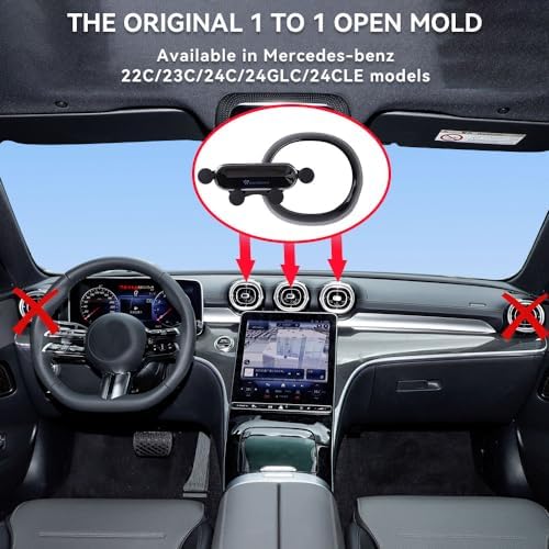 Mercedes Benz C-Class & GLC Air Vent Phone Mount – Precision Engineered for 2022-2025 Models, Enhanced Stability, and 360° Swivel Functionality – Universal Fit for All Smartphone Sizes – Elevate Your Driving Experience with this Chic and Functional Automotive Accessory