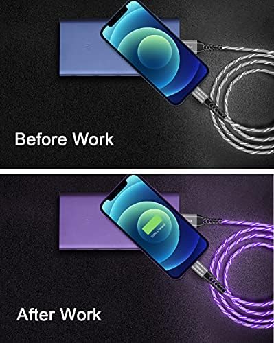 Vibrant LED Lightning Charging Cable for i Phone – MFi Certified 6 FT Fast Charge USB Cord with Dynamic RGB Light-Up Feature for Enhanced Compatibility and Performance with i Phone 14, 13, 12, 11 Pro Max, XR, X, SE, 8 Plus, i Pad, and i Pod – Durable and Stylish Tech Accessory for Home and On-the-Go Charging