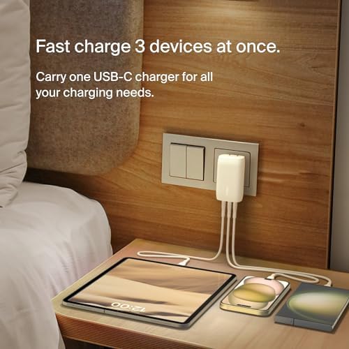 Belkin 3-Port USB C Fast Charger Block – 67 W Power Adapter with Advanced PPS Technology for i Phone 16, Mac Book Pro, Galaxy Devices, Air Pods & Nintendo Switch 2 – Ultra-Fast USB-C PD 3.1 Charger for Efficient Multi-Device Charging – Sleek Compact Design for Travel & Daily Use