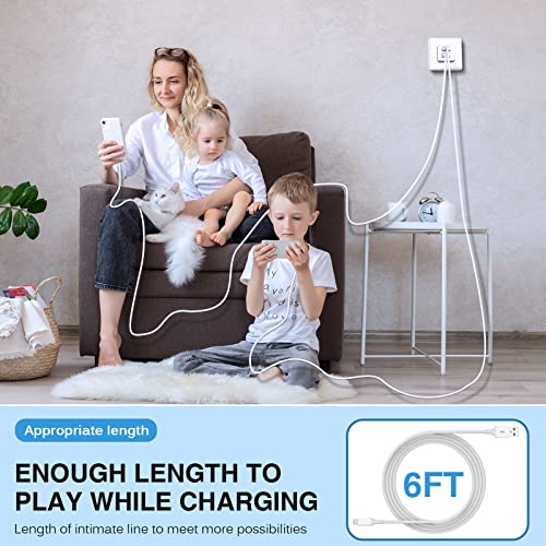 Dual-Port i Phone Fast Charger with 6.6 FT Nylon Braided Lightning Cable – Efficient Dual Device Charging Adapter for i Phone 14, 13, 12 Pro Max, 11, SE & i Pad – MFi Certified Power Solution for Rapid Charging and Enhanced Durability