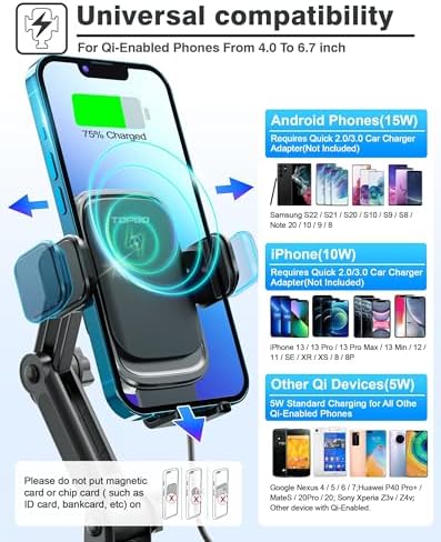 TOPGO Adjustable Car Cup Phone Holder – Secure, No-Wobble Smartphone Mount for i Phone 16 & 4.0-7.0 Inch Devices – Enhance Driving Safety with Optimal Visibility and Easy Access – Sleek Black Design for Any Vehicle