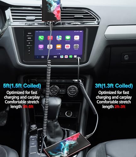 USB C to C 100W 3ft, 2Pack Coiled USB C Charger Cable for Car, Short Type C USBC Fast Charging Cable for iPhone 16/15/Pro/Plus/Pro Max/Samsung Galaxy S23, Compatible All Type C Devices – Enhanced Compatibility and Speed